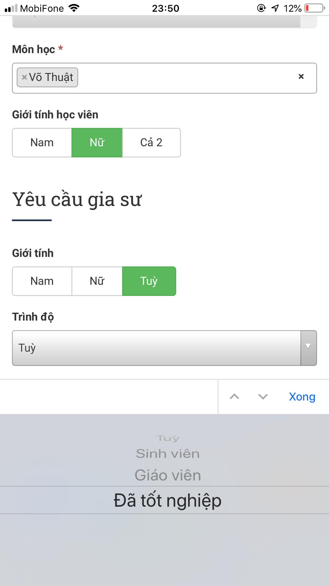 Học phí Võ thuật